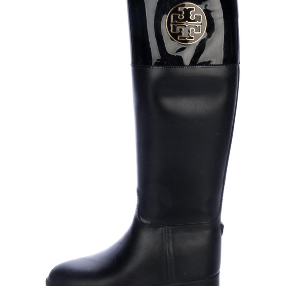 Tory Burch Shoes - Tory Burch Rainboots Black w/ Gold Emblem